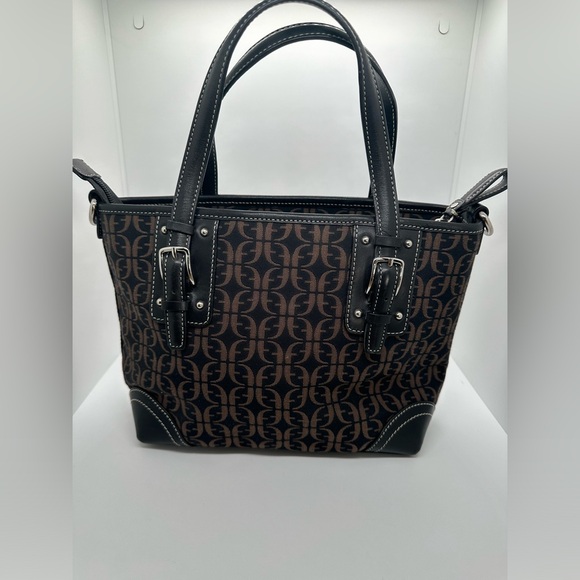 Fossil Dark Brown and Light Brown Logo Print Satchel Bag - Picture 2 of 5